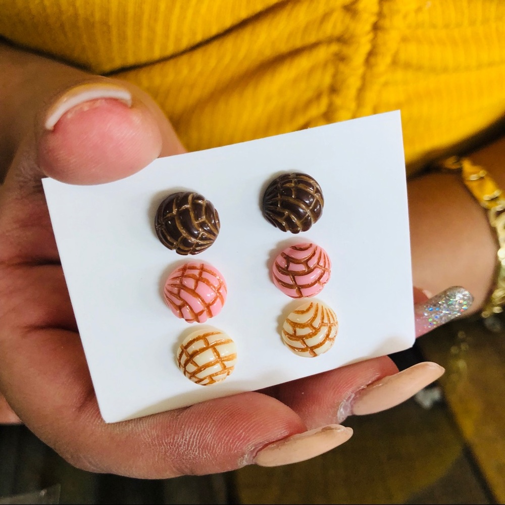 Mexican Conchas Stud Earrings 3 Pair Set Cute Gift